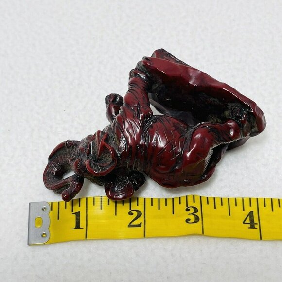 Crafted African Elephant Figurine Trunk Up Red Stone Rock Marble Safari Wildlife - Picture 9 of 9
